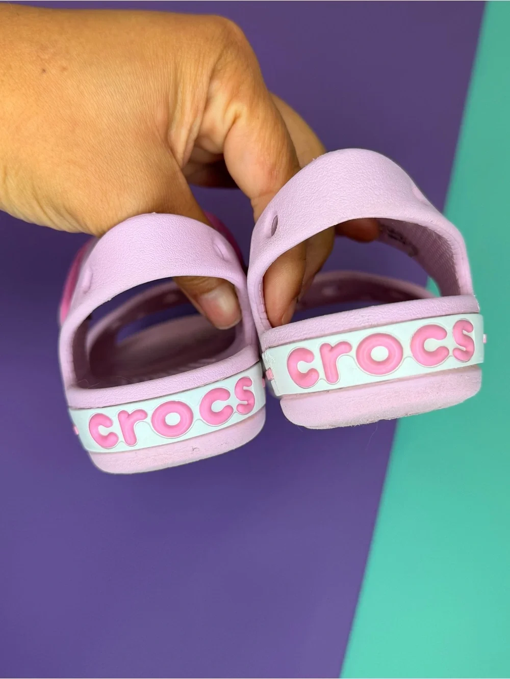 Crocs Pink Crocband Sandals Kids Pink Adjustable Strap Size 10